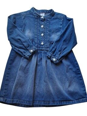 Carter's Indigo Denim Button-Front Long Sleeve Dress Size 24 Months